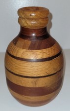 Lathe Turned Wooden Bud Vase Handmade Solid Wood Beautiful Grain Striped  - 6" H