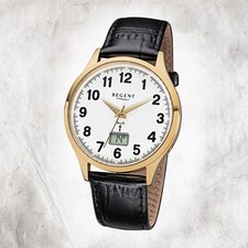 Regent Pelle Orologio da Uomo FR-229 Radio Orologio Bracciale Nero URFR229
