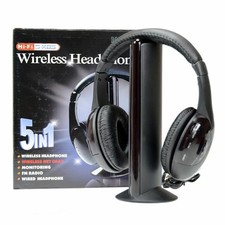Cuffie Stereo Wireless 5 IN 1 Senza Fili WIFI Cuffia PROFESSIONALE per Pc Tv Mp3