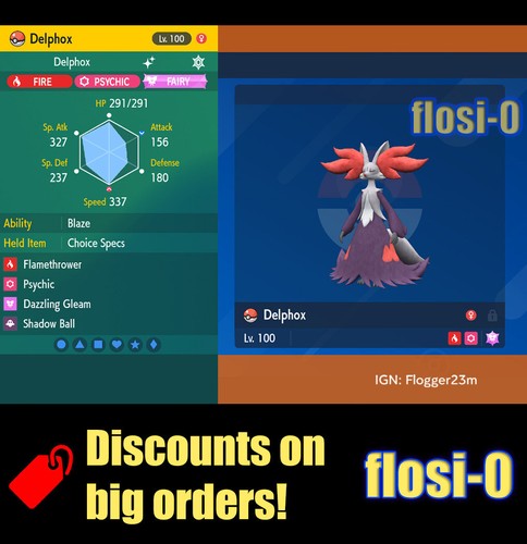 6iv shiny delphox pokemon - 6iv,