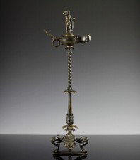 Spettacolare Lampada ad Olio Grand Tour Italia 1860 Bronzo Fauno 46 cm Fauno Dioniso