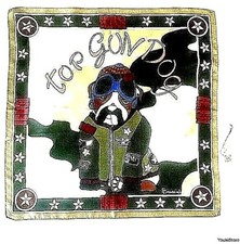 FOULARD BRACCIALINI "TOP GUN DOG" green 50X50cm 100% seta MADE IN ITALY