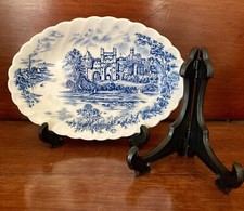 Ironstone Johnson Bros Ancient Towers Blue Platter  35cm With Stand