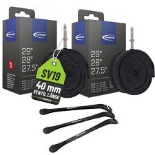 2x Tubo Bici Schwalbe 27,5 28 29 Pollici SV19 (40/62-584/635) + Sollevatore Pneumatici