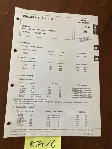Renault note technique - r4, r5