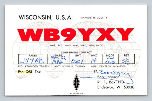 Ham radio qsl wb9yxy - radio, wisconsin