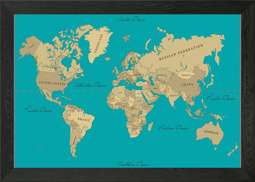 Vintage world map framed - vintage,