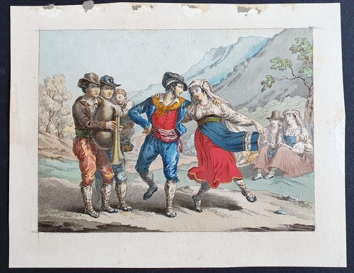 Acquerello antico xix secolo - acquerello,