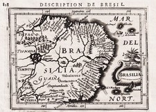 Mappa Del Brasile America Meridionale Bertius 1618