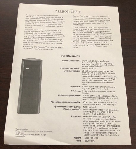 Allison three speaker system - allison:three,