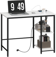 Scrivania Piccola, 100x50 cm Scrivania per Computer con 2 Scaffali Reversibile e