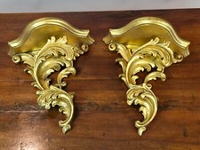 COPPIA MENSOLE IN LEGNO DORATO SEC.XX