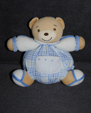 ?Peluche Doudou Ours KALOO 2011 Blanc Poche Bleu Croix Brodé  18 cm
