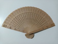 Ventaglio Cinese Vintage In Legno Naturale Nuovo 