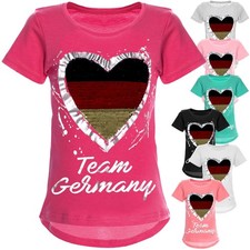 T-shirt tifoso EM 24 magliette Germania paillettes calcio bambini ragazza 22512