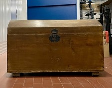Baule antico in legno contenitore vintage forziere da viaggio
