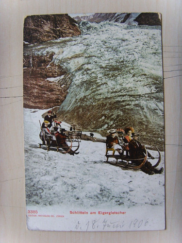 Cartolina antica slitta sul - cartolina, "slitta