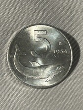 Lire 5 anno 1954 fior di conio
