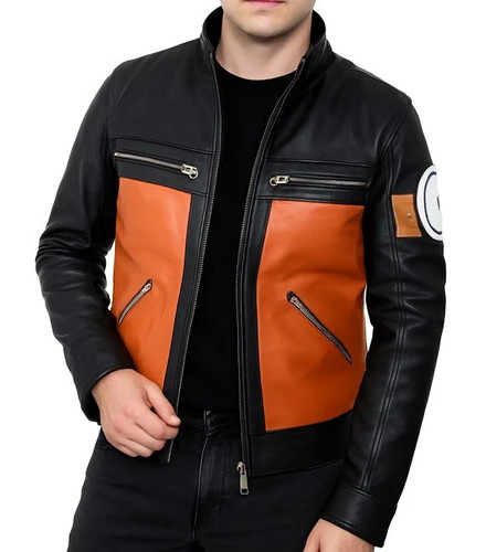 Giacca pelle arancione - pelle,