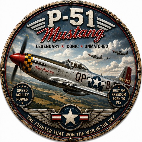Insegna metallo p51 mustang - insegna,