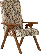 Poltrona Legno FIAMMETTA  SRL Relax Reclinabile Tessuto CAMELOT Fiori Beige Sfod