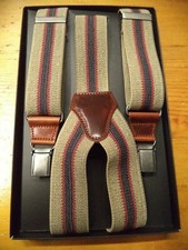 Bretella  in lino, rigata blu