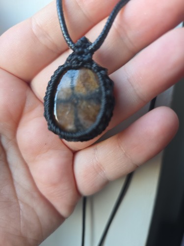 Collana chiastolite macramè - collana,