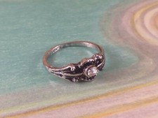 Anello Donna Metallo Colore Argento Antico con Strass Centrale Tg.16 Bigiotteria