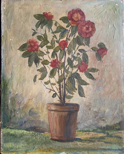 Dipinto olio firmato hanau - a,