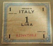 1943 Italy 1 Lira Note