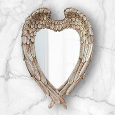 Specchio da parete vintage ali angelo shabby chic a forma di cuore vanità arredamento casa regalo