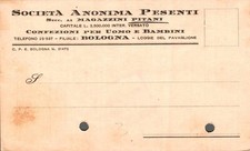 Bologna soc.  Pesenti Confez. x uomo bambini , fori archivio F. piccolo  spedita
