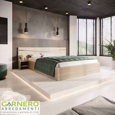 Letto matrimoniale senza rete-materasso e comodini rovere sonoma CAMILLA GIHOME®