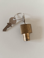 Vecchio lucchetto per telefono a disco in ottone con 2 chiavi funzionante