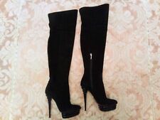 Stivali Cesare Paciotti plateau stiletto pelle scamosciata nero numero 36 italia