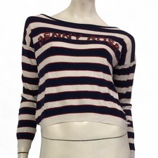 DENNY ROSE Maglia bianca blu rossa fantasia righe Tg XS