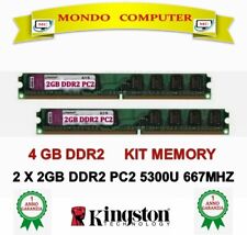 4 GB (2 X 2GB) DDR2 KIT MEMORIA / RAM KINGSTON PC2 5300U 667MHz  BASSO PROFILO