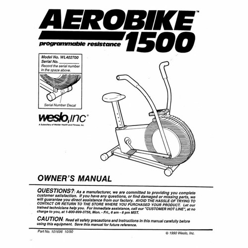 Weslo aerobike wl402701 - weslo,