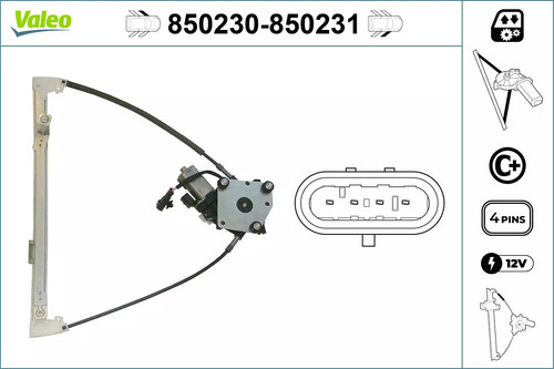 Alzacristallo valeo 850230 - valeo, per
