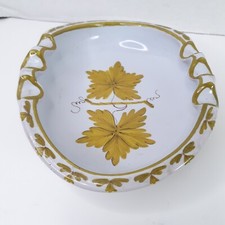 Posacenere italiano metà secolo Guido Gambone 1958 vintage con foglie d'oro