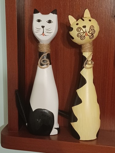 Gatti stilizzati legno - gatti,