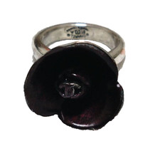 Anello CHANEL Coco Mark fiore di camelia nero JP12 US6 EU52 01P timbrato
