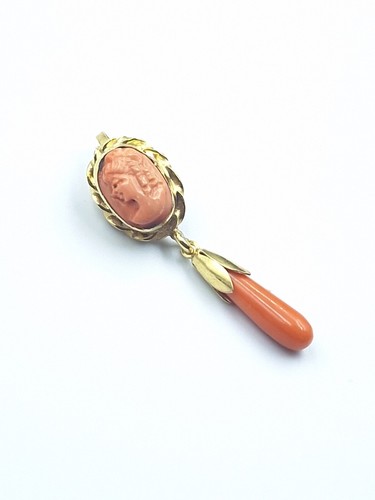 Ciondolo cameo vero corallo - vero,
