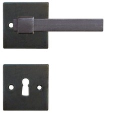 Maniglia Ferro Battuto porta interna Linz Nero Antico Quadrato Retrò