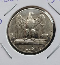 MONETA REGNO 5 LIRE AQUILOTTO  1926 IMPERO,RARA, ARGENTO 5 GRAMMI,CONSERV. BB
