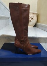 Stivali Donna VELLUTO tg 37,5 Vera Pelle Marrone Nuovo con scatola