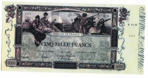 Francia banconota 5000 franchi - francia,