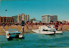 200166 vecchia cartolina miramare di rimini moscone pattino da bagnino