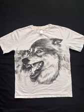 T-Shirt Ikea Stampa Lupo Bianco Nero Grafica 100% Cotone Uomo M