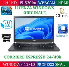 ACER 14" HD P645-S CORE I5-5300U 8GB RAM 256GB SSD NOTEBOOK STUDIO PC PORTATILE*